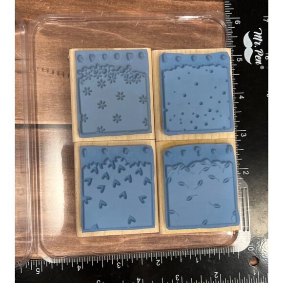 2006 STAMPIN' UP! GENTLY FALLING Wood Rubber Stamp set of 4 SNOW HEART LEAF - Picture 2 of 3